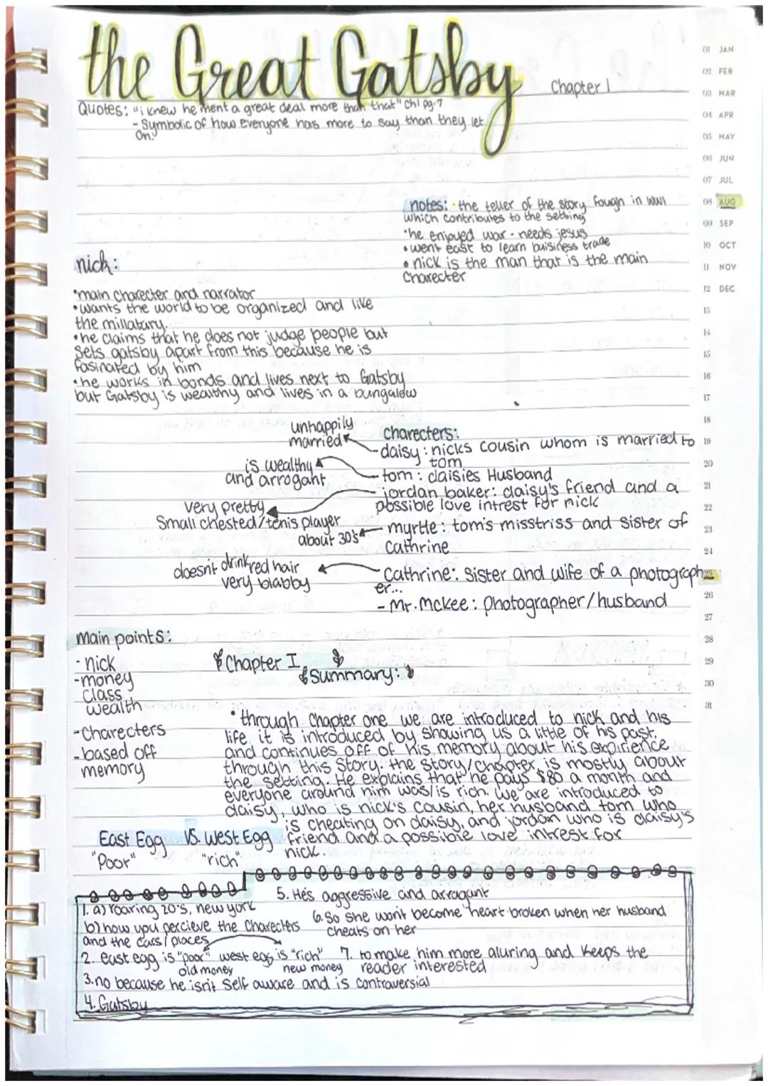 
<p>In this chapter, we are introduced to the main character and narrator, Nick. He is a World War I veteran and has moved to the East to le