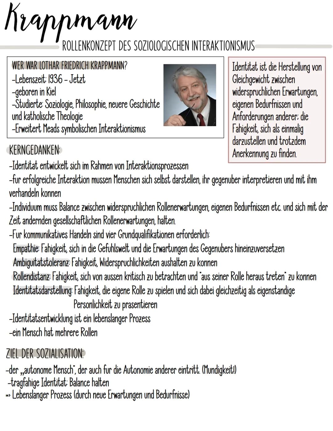 # Krappmann

ROLLENKONZEPT DES SOZIOLOGISCHEN INTERAKTIONISMUS

WER WAR LOTHAR FRIEDRICH KRAPPMANN?

-Lebenszeit: 1936 - Jetzt

-geboren in 