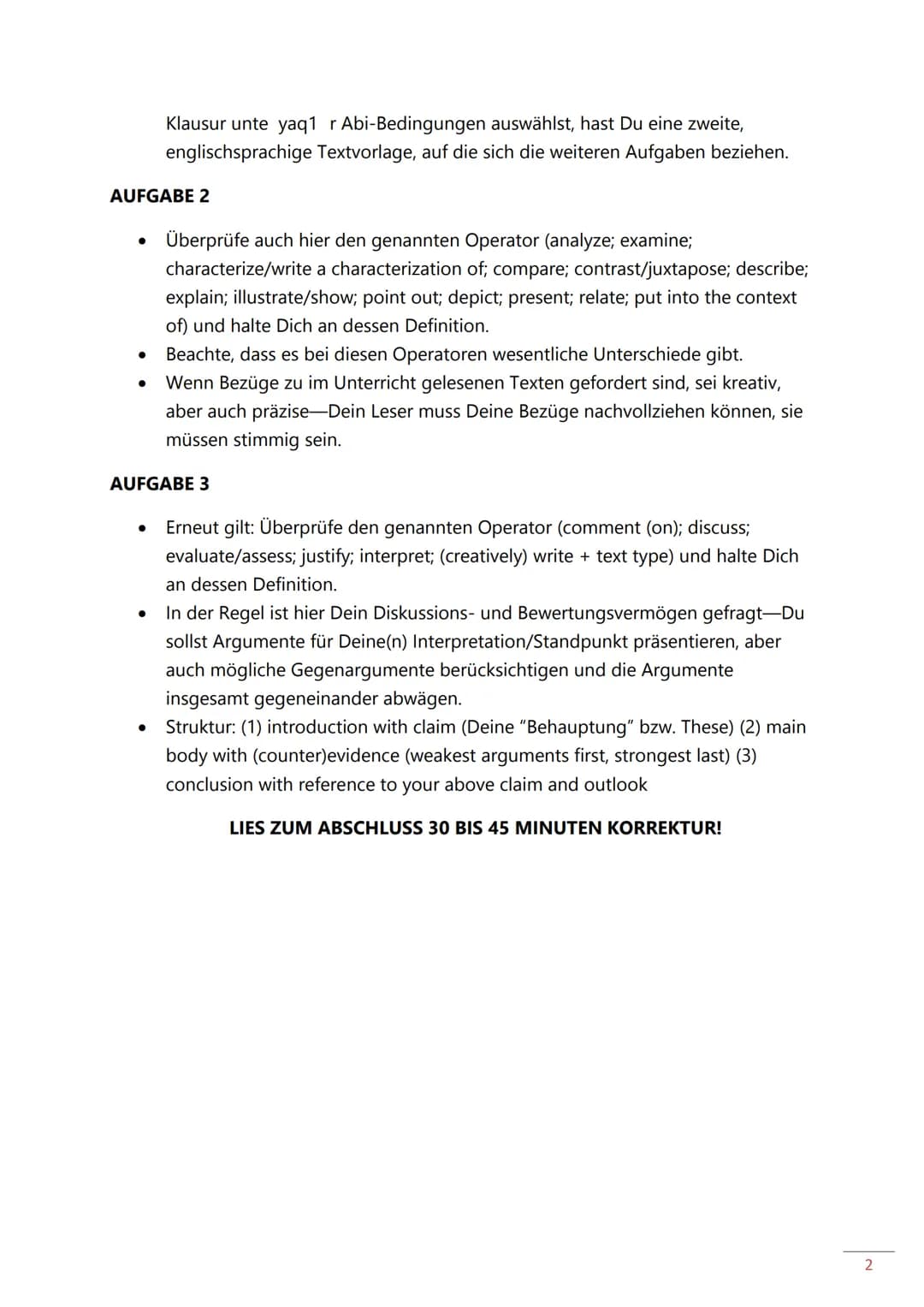 Englisch-LK

Klausur unter Abi-Bedingungen / Schriftliches Abitur in
Englisch: Checkliste

AUSWAHLPHASE

- Schau Dir, bevor Du den jeweilige