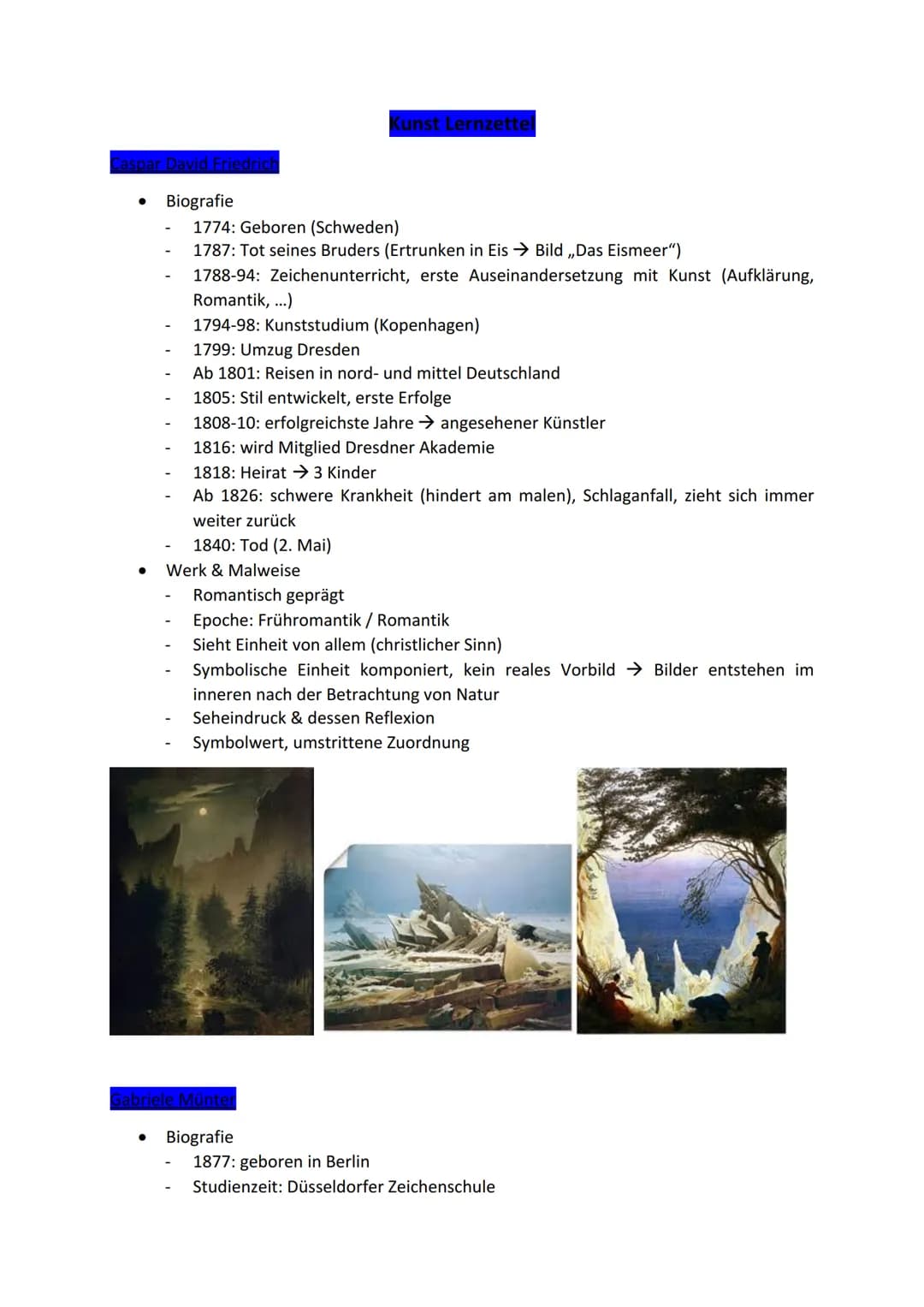 - Biografie
  - 1774: Geboren (Schweden)
  - 1787: Tot seines Bruders (Ertrunken in Eis → Bild „Das Eismeer")
  - 1788-94: Zeichenunterricht