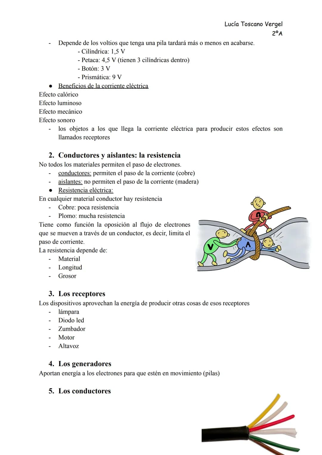 Lucía Toscano Vergel
2°A

>>> La electricidad <<<

1. La materia y el átomo

La materia está formada por átomos, y estos a su vez por tres
t