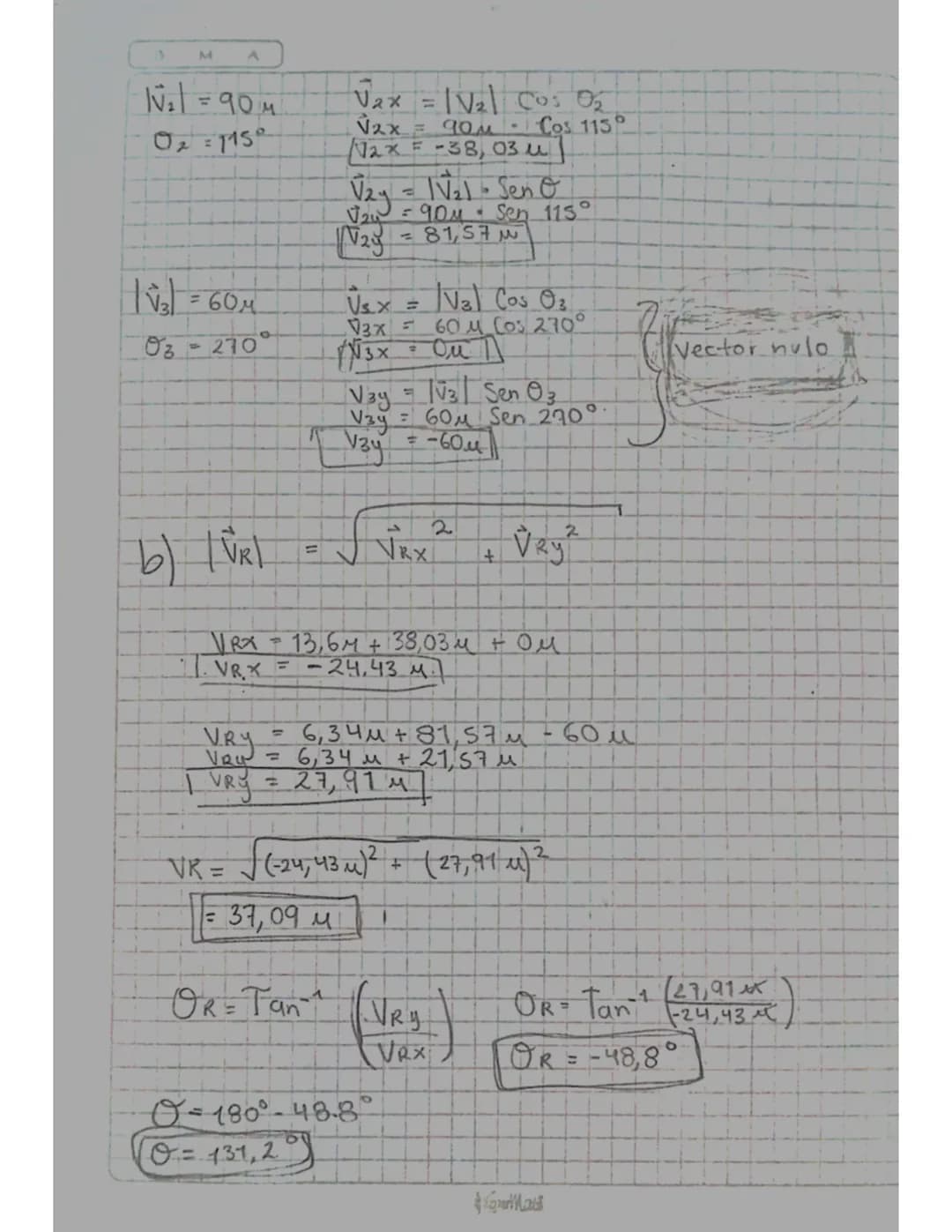 #SUMA DE VECTORES |

• Directo se sumar los componentes

$A=(xa, Ya)$
$B=(xb, Yb)$
$A+13= (xa+Xb, ya+Yb)$.

EJ-En el gráfico se muestran 3 v