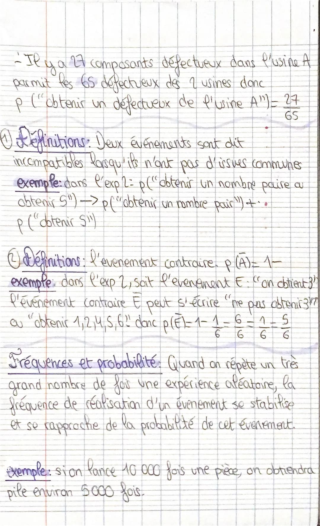 # Probabilités: Chap 1

exemples:
On lance un dé à 6 faces. On considère Pes
evenements
E:("On obtient un 3")
F. ("On obtient un chiffre pai