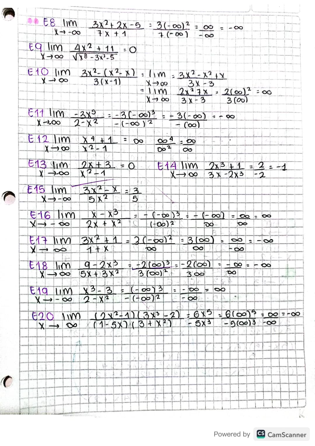 # limites al infinito..... 3 10 '23

a. FUNCIONES polinómicas

E 1. $\lim_{X-\0\infty} 3x^2-4X+6=3 (00)^2-4 (00)+6=\infty$

E2. $\lim_{X00} 