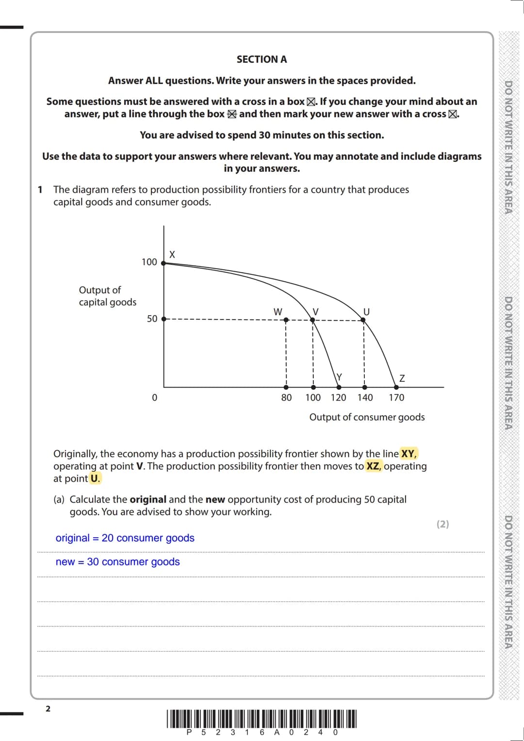 Write your name here
Surname
Other names
Pearson Edexcel
Level 3 GCE
Centre Number
Economics A
Advanced
Candidate Number
Paper 1: Markets an