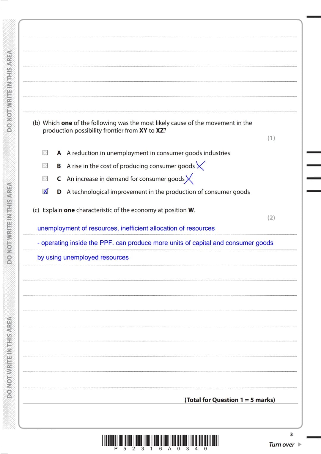 Write your name here
Surname
Other names
Pearson Edexcel
Level 3 GCE
Centre Number
Economics A
Advanced
Candidate Number
Paper 1: Markets an