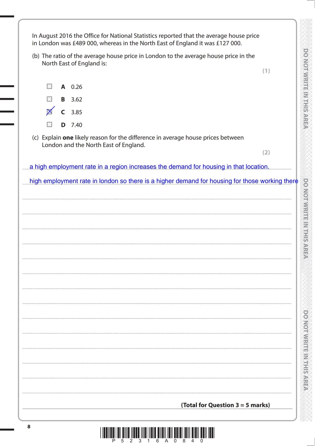 Write your name here
Surname
Other names
Pearson Edexcel
Level 3 GCE
Centre Number
Economics A
Advanced
Candidate Number
Paper 1: Markets an