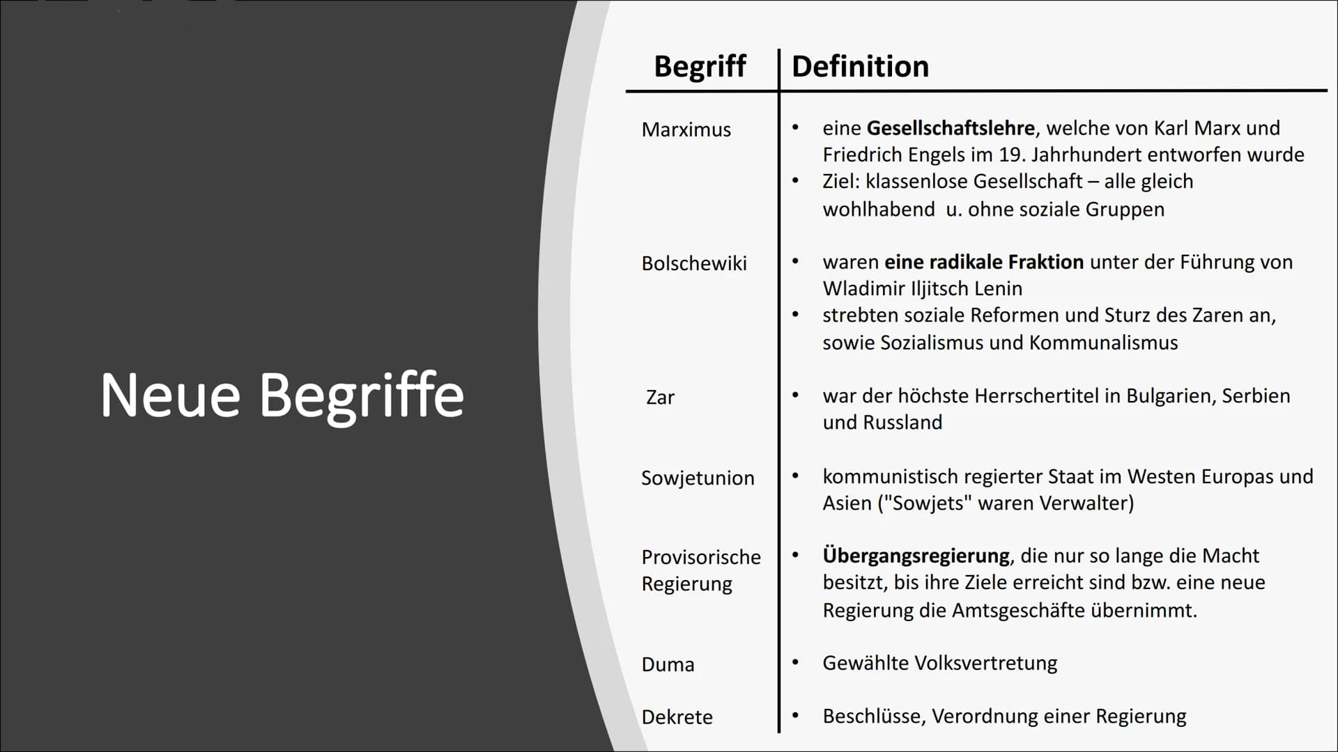 Frankfurt am Main, den 18.10.2021

Oktoberrevolution
1917 Gliederung

• Definition von neuen Begriffen
-> Wiederholung: Was ist eine Revolut