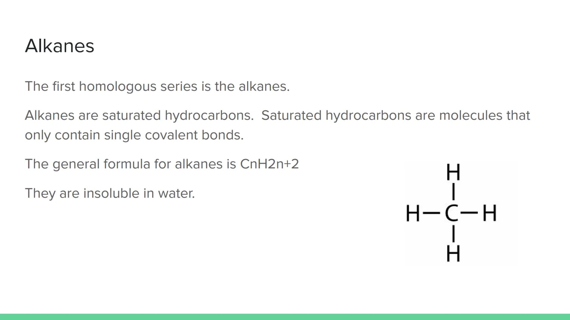 # Homologous Series

National 5 Chemistry # Hydrocarbons

Hydrocarbons are compounds made of hydrogen and carbon atoms only.

A homologous s