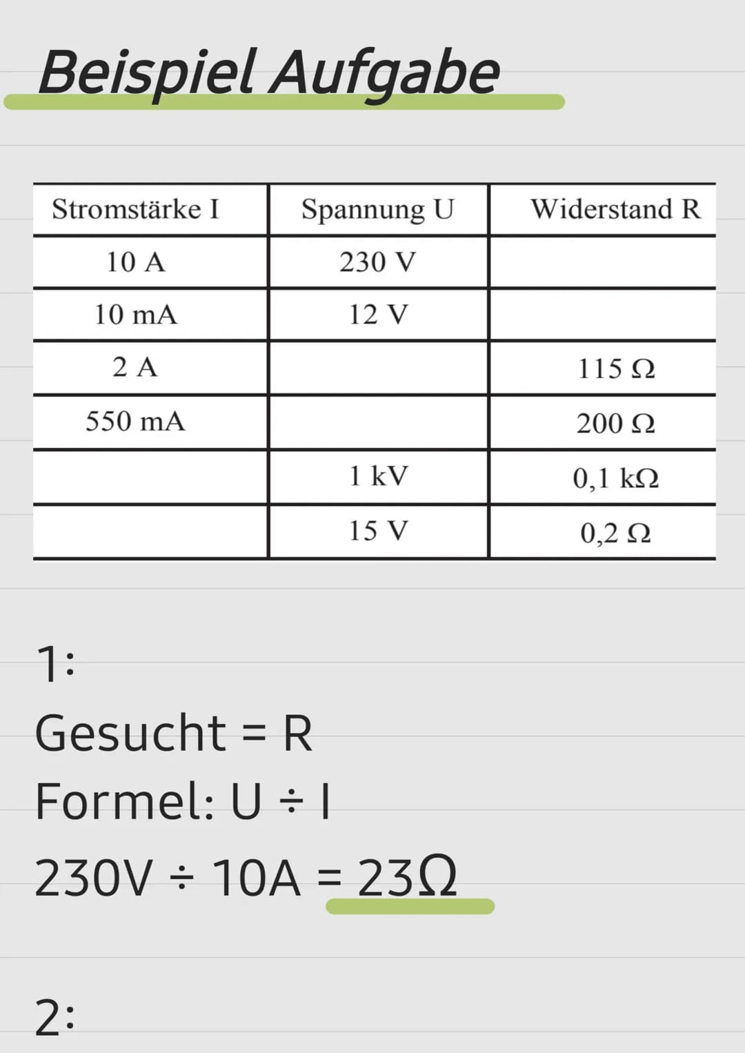 # Das Ohmsche Gesetz

URI

Bedeutung Einheit

U = Spannung = V
R = Wiederstand = $\Omega$
| = Stromstärke = A

Einheiten Abkürzung/ Voller n