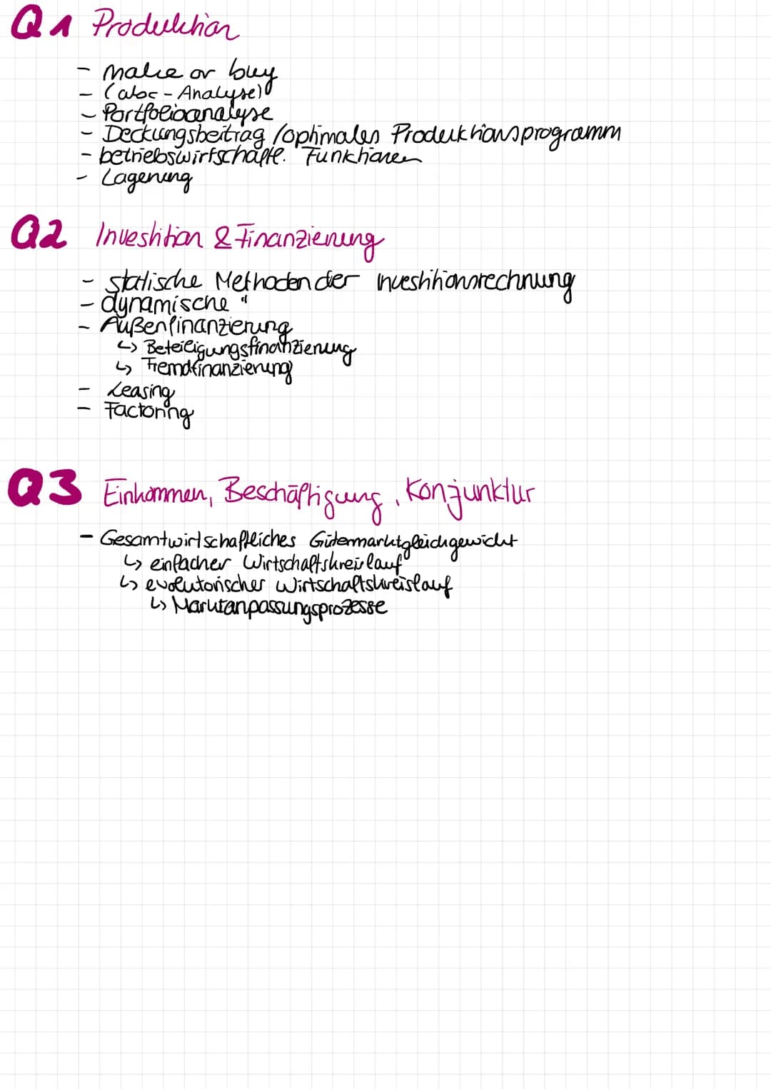 # Formelsammlung # Q1 Produktion
- Malie or buy
- (abc-Analyse)
- Portfolioanalyse
- Deckungsbeitrag /optimales Produktionsprogramm
- betrie