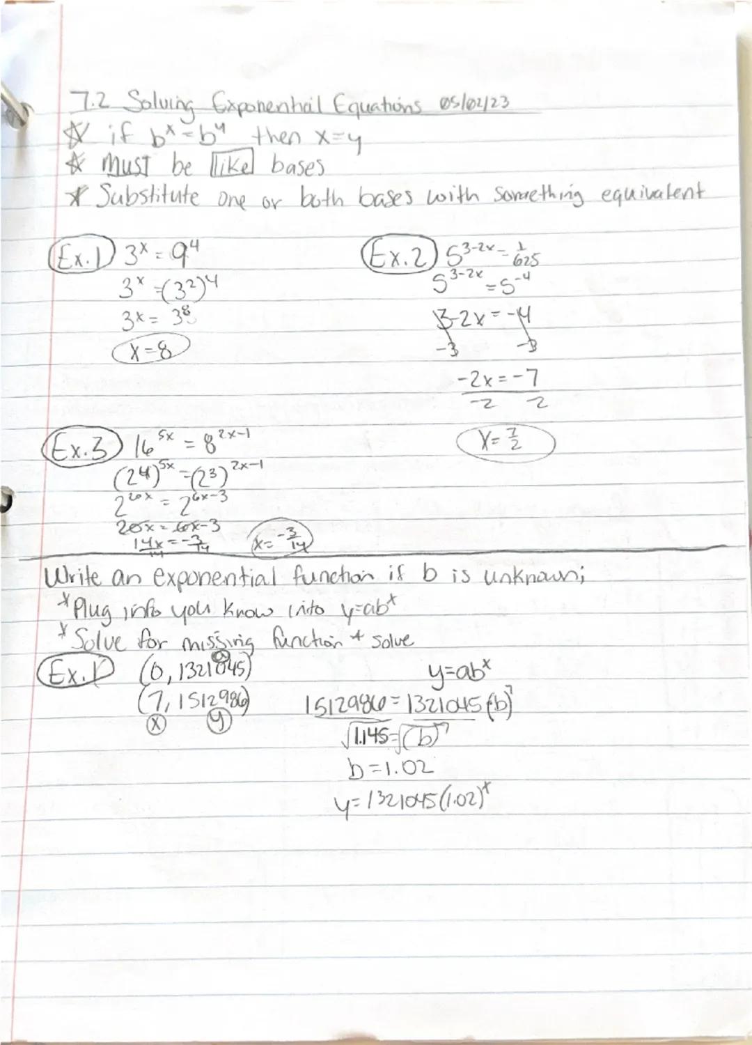 # 7.1 Exponential Growth Decay 04/27/123

formalas

General form

$y = a \cdot b^x$

Starting
Value

^ growth factor
(that are we
multiplyin