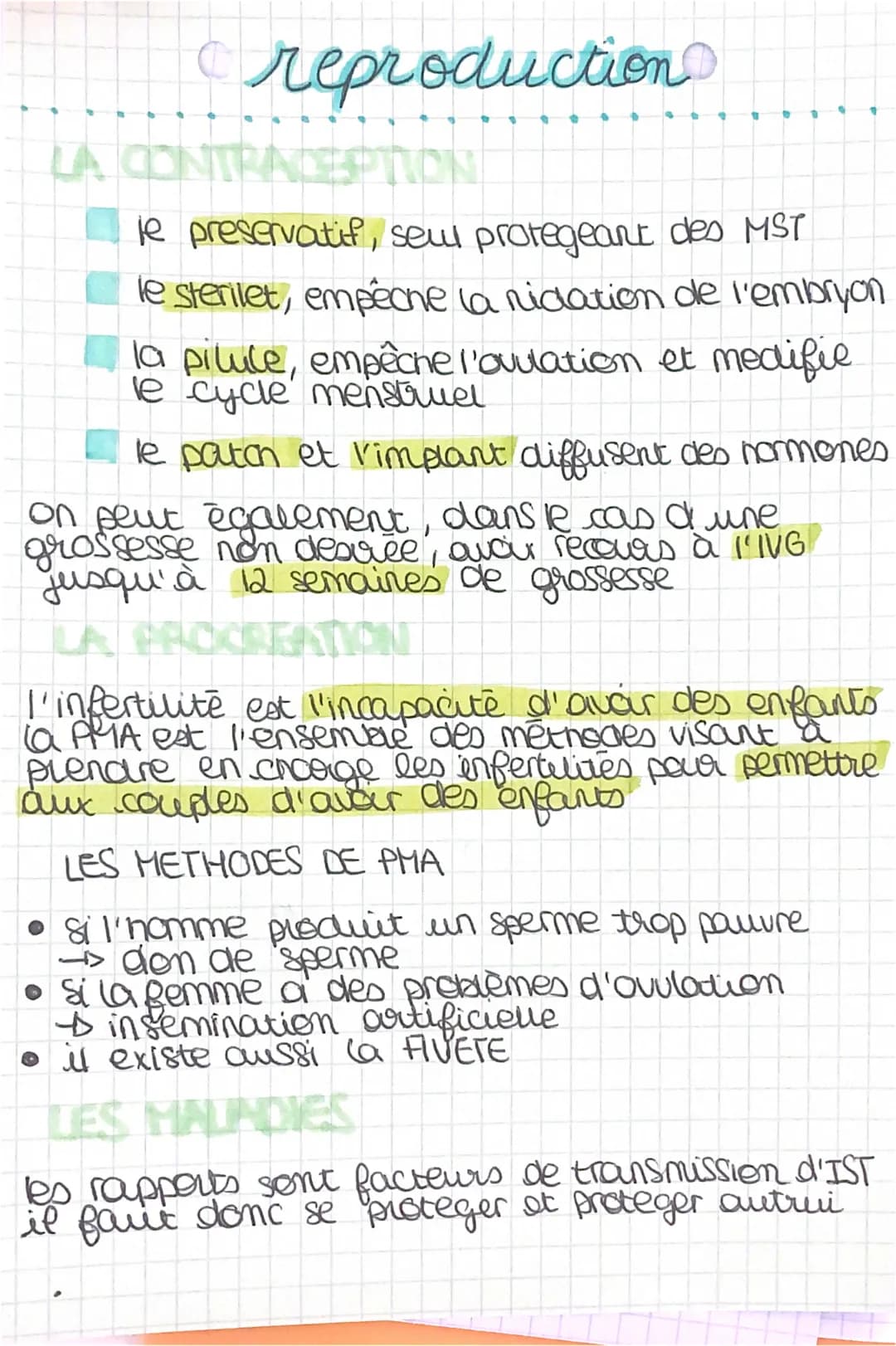 # reproduction

LA CONTRACE

le preservatif, seul protegeant des MST

le sterilet, empecne la ridation de l'embryon

la pilule, empêche l'ov