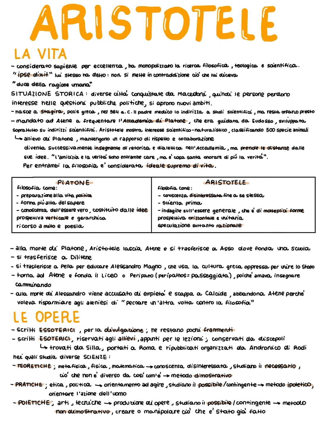 # ARISTOTELE

LA VITA

- considerato sapiente per eccellenza, ha monopolizzato la ricerca filosofica, teologica e scientifica.

"ipse dixit"