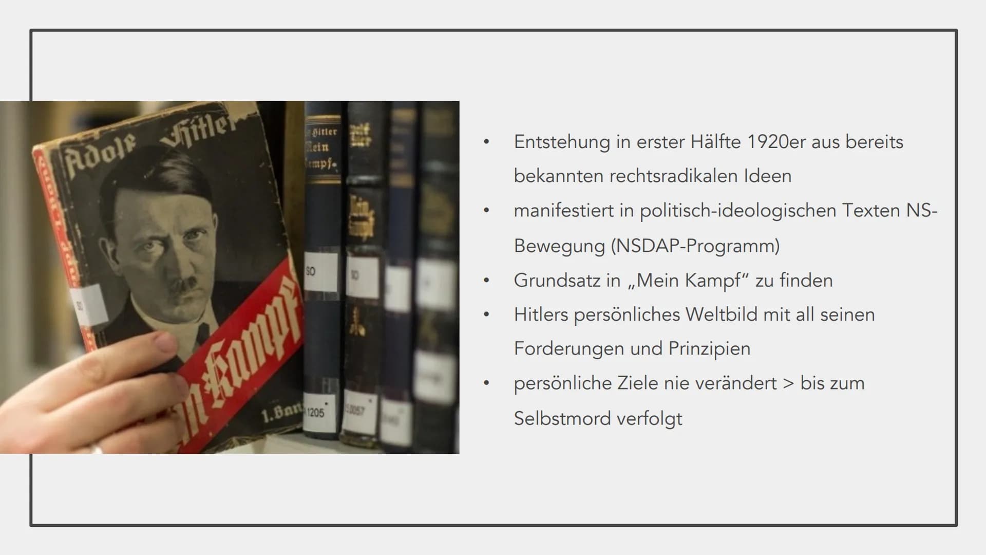 # DIE IDEOLOGIE

DES

NATIONALSOZIALISMUS # GLIEDERUNG

1. Die Weltanschauung Hitlers und die Kernpunkte der Ideologie
    a. Nationalsozial