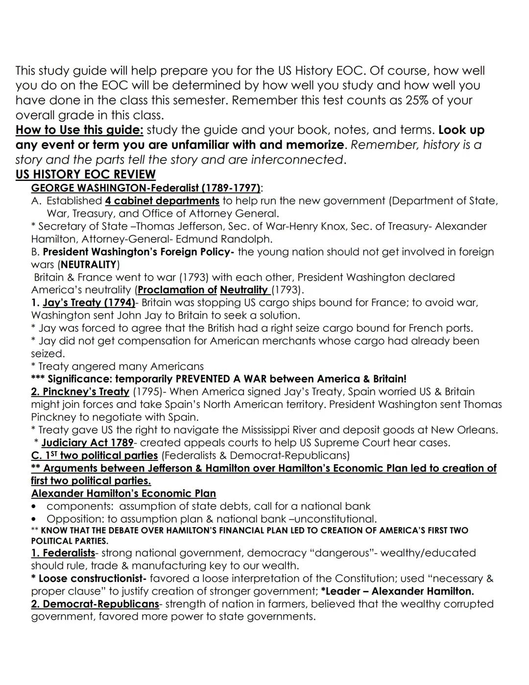 
<p>This study guide will help prepare you for the US History EOC. Of course, how well you do on the EOC will be determined by how well you 