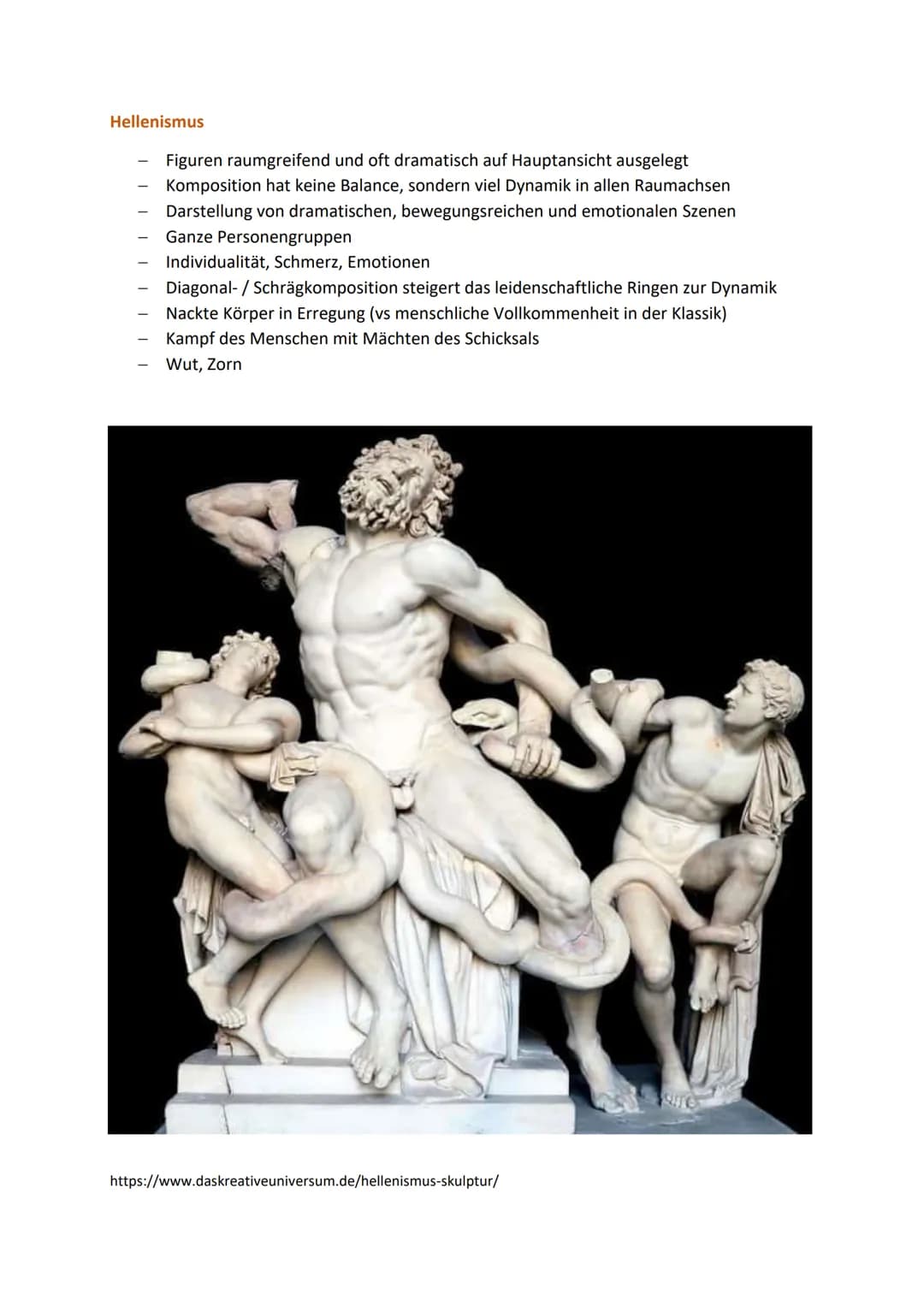 Plastik der griechischen Antike (Archaik, Klassik, Hellenismus)

Archaik

- Eher geschlossene Gesamtform
- Frontalität
- Leichte Schrittstel