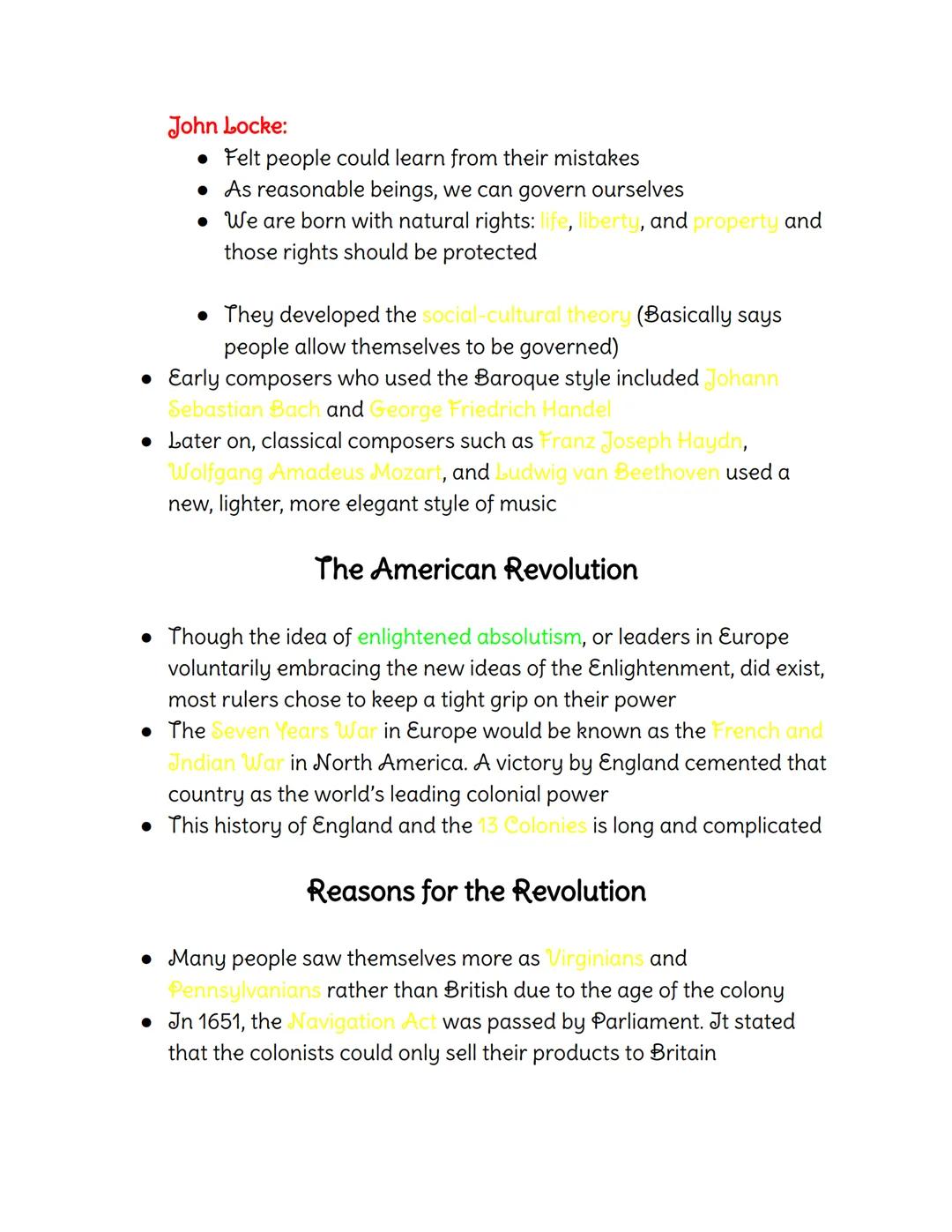 # History Notes

Colors:
Green-Vocabulary
Yellow-Fill-in, Multiple Choice, and True and False (T and F) Answers
Red-Essay Material

## Ch. 8