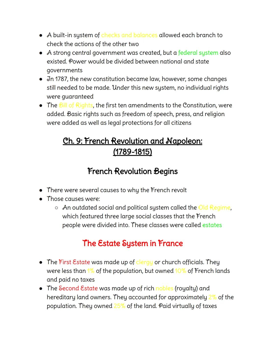 # History Notes

Colors:
Green-Vocabulary
Yellow-Fill-in, Multiple Choice, and True and False (T and F) Answers
Red-Essay Material

## Ch. 8