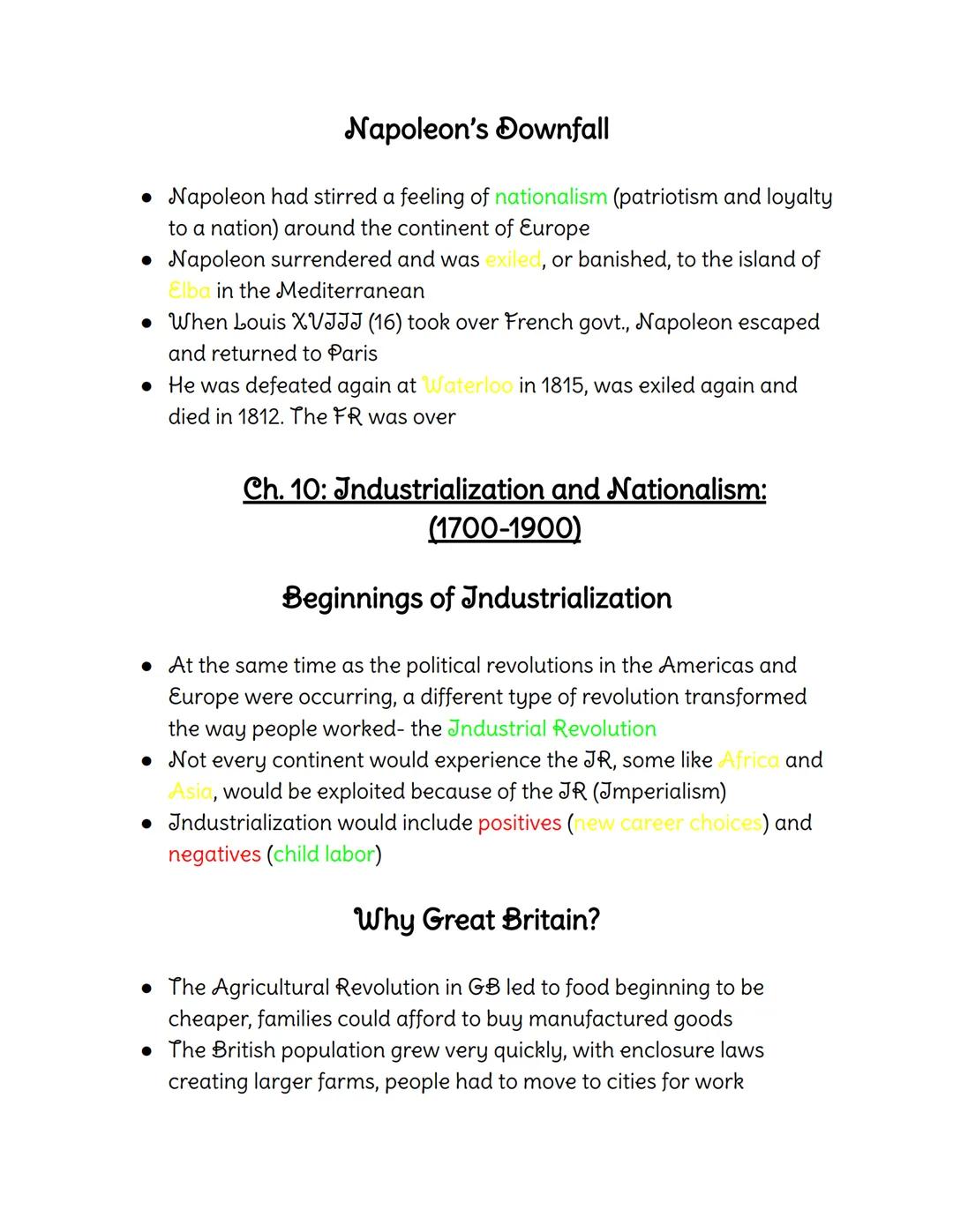 # History Notes

Colors:
Green-Vocabulary
Yellow-Fill-in, Multiple Choice, and True and False (T and F) Answers
Red-Essay Material

## Ch. 8
