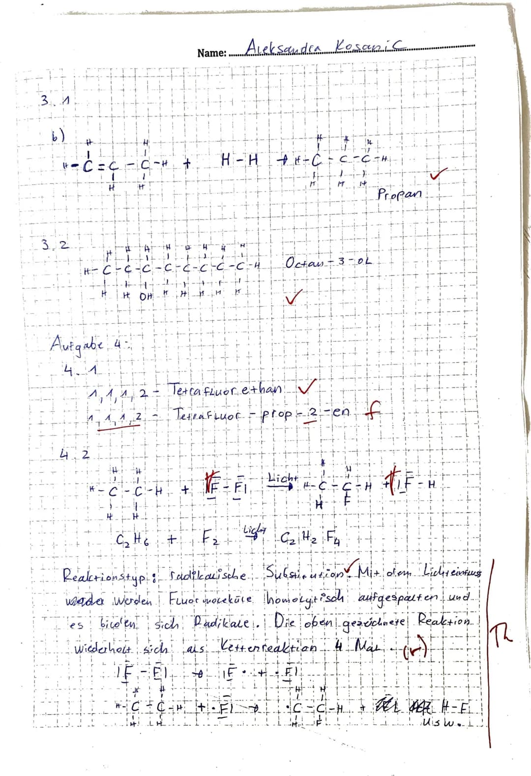 # Chemie (3-stündig); WGJ1

Name: Aleksandra Kosanic

Kaufmännische Schule Heidenheim

KA Nr.4

23. Juni 2023

Punkte: 25,5/30P

Note: 14P. 