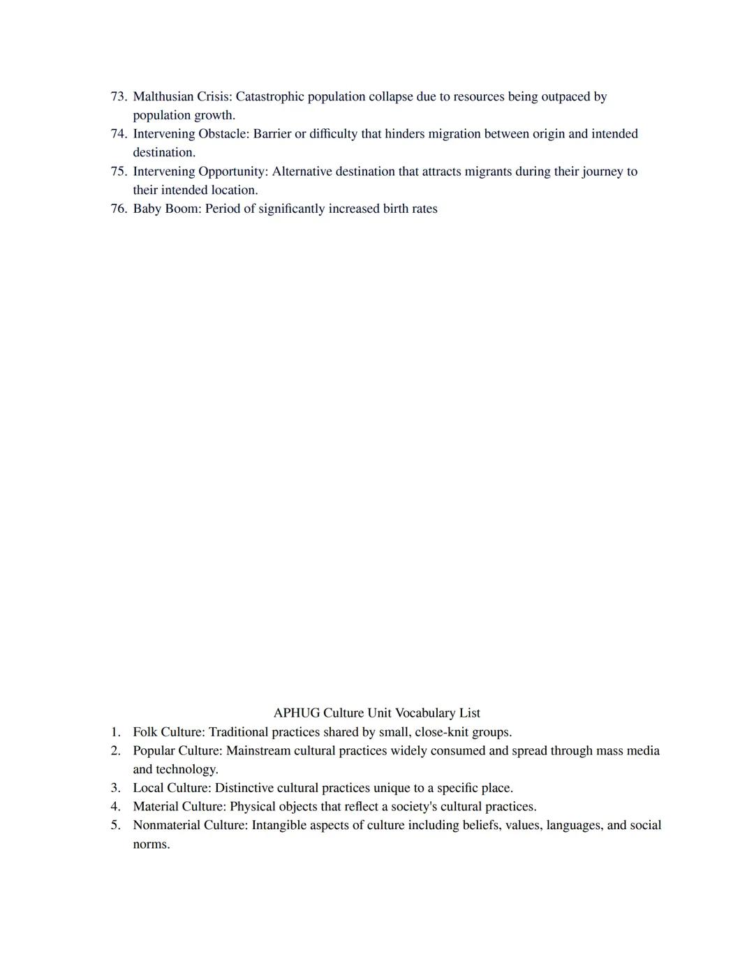 Introduction to Human Geography Vocabulary List

1.  Absolute Distance: The exact physical distance between two points on Earth,
2.  Adminis