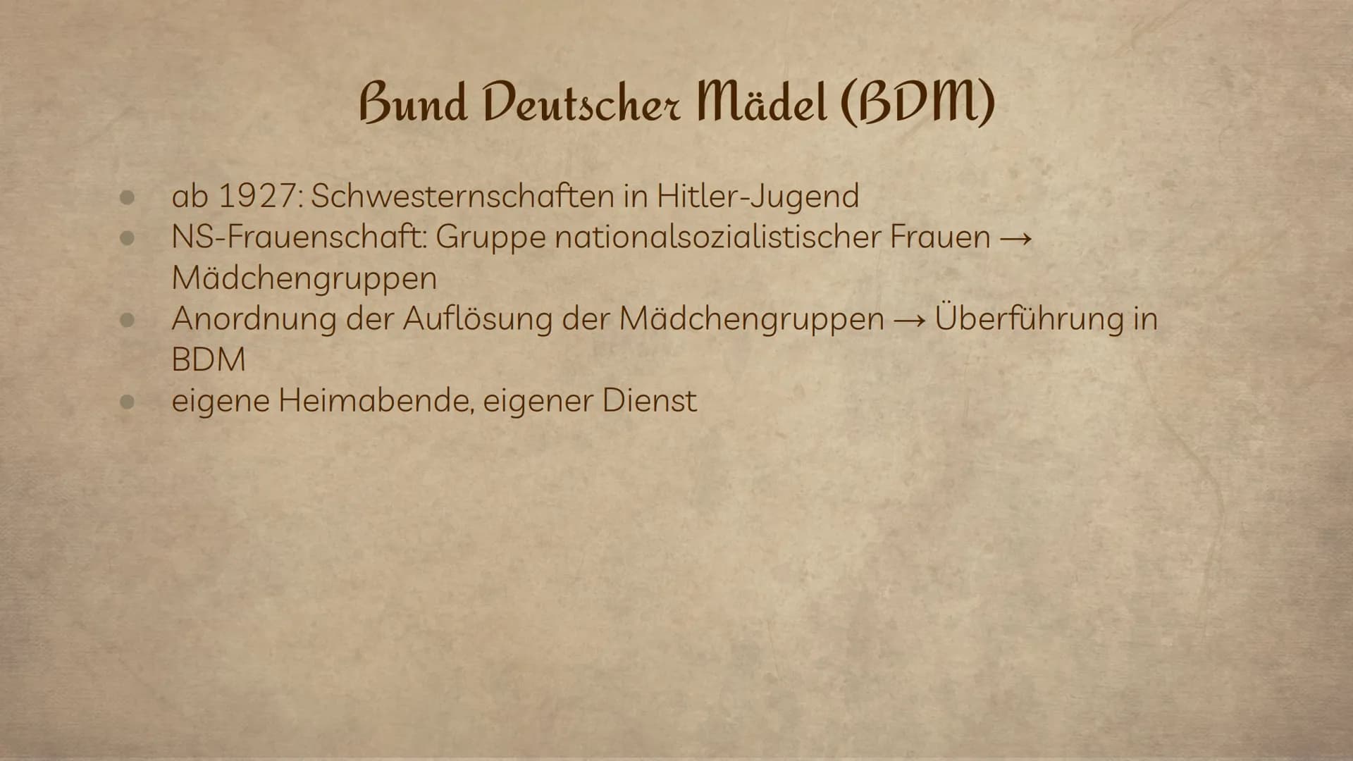 Hitler-Jugend &
Bund-Deutscher-Mädchen

von Jana, Lea, Sarah, Joline, Fabienne und
Johanna 0
6
८

01 Der
Reichsjugendführer

03 Erziehungszi