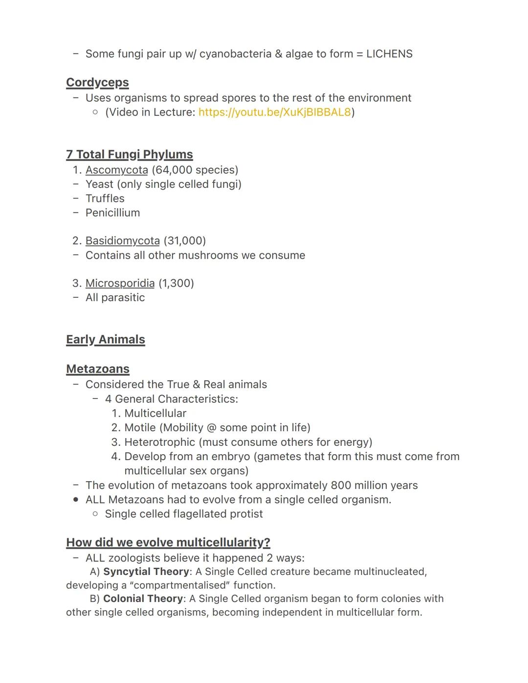 Lecture 3/22

Fungi
- They have their own kingdom
- Most are multicellular
- Sessile decomposers
- More closely related to animals than plan