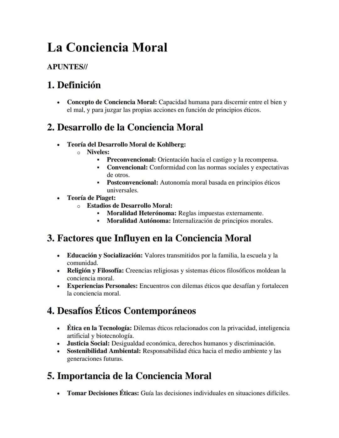 # La Conciencia Moral

APUNTES//

## 1. Definición

- Concepto de Conciencia Moral: Capacidad humana para discernir entre el bien y
el mal, 