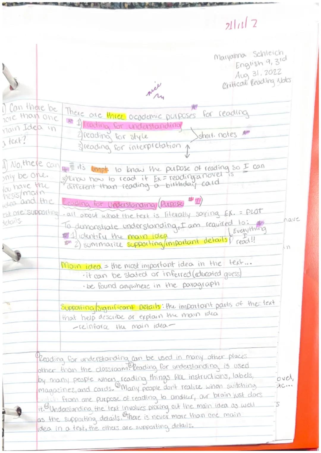 nice
21/11/2

Maryanna Schleich
English 9, 3rd
Aug 31. 2022
Critical Reading Volos

more than one | There are three academic purposes for re