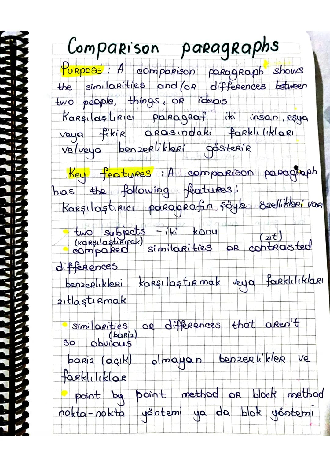 Comparison paragraphs

Purpose: A comparison paragraph shows
the similarities and (or differences between
two people, things, OR ideas
Karşı