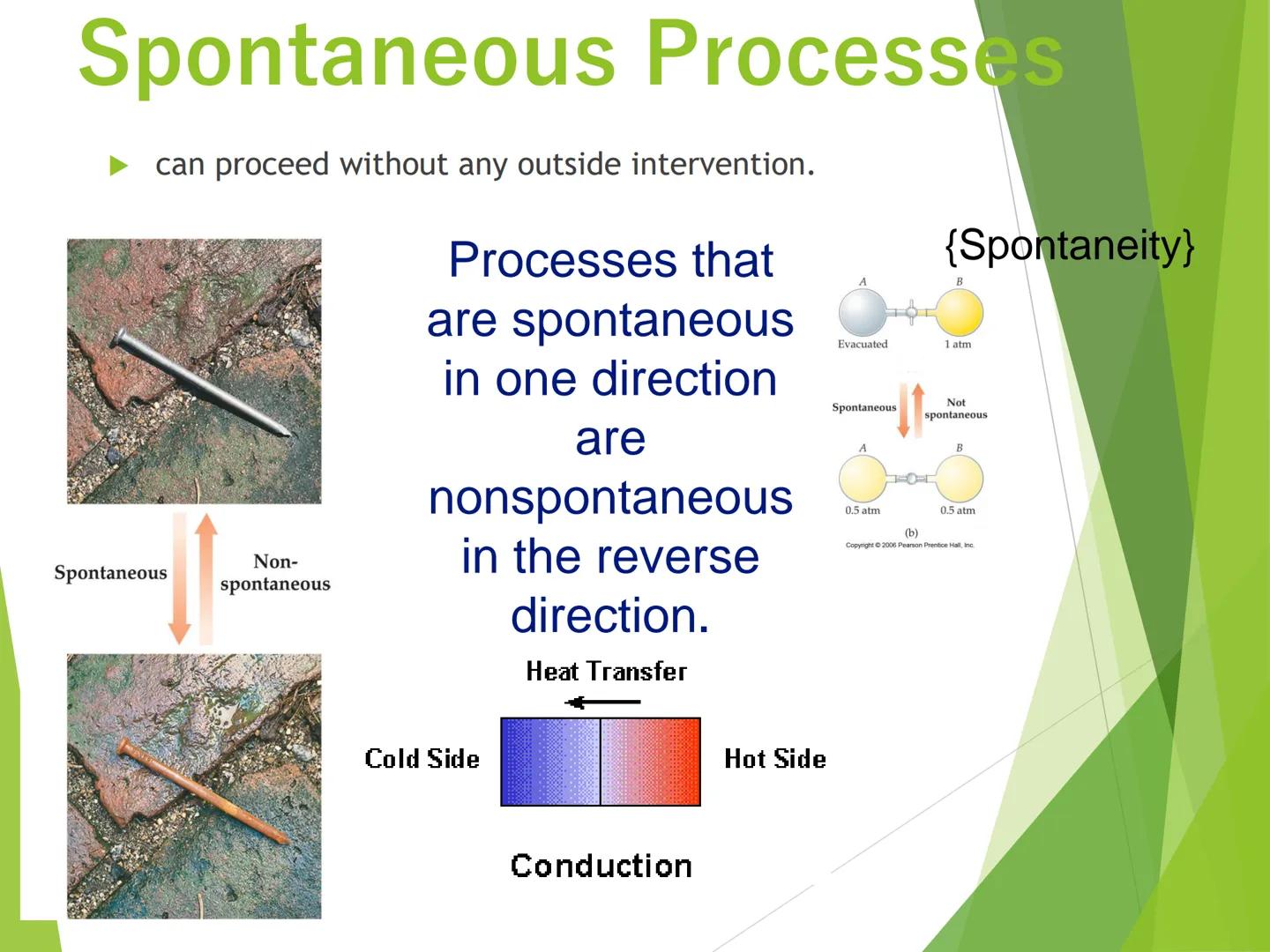 # CHEMICAL

# THERMODYNAMICS

$\Delta S_{sys} + \Delta S_{surr} > 0$

heat

cellular
work

heat

heat Spontaneous Processes

►Spontaneous: p