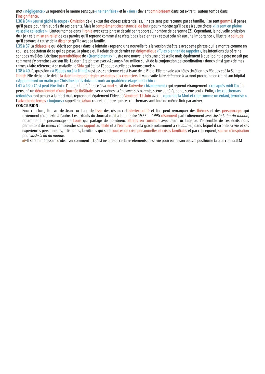 Juste la fin du Monde & ses oeuvres complémentaires
COMMENTAIRES LINÉAIRES

Def:
Soliloque: discours d'une personne qui se parle à elle-même