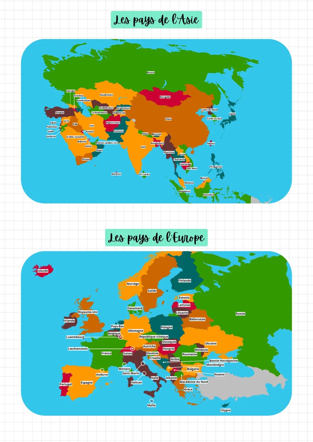 alisa.ogi
# Géographie
Les pays du monde

# Les pays de l'Afrique

unisie
Maroc
Algérie
Libye
Egypte
Sénégal
Mauritanie
Mali
Niger
Tchad
Ery