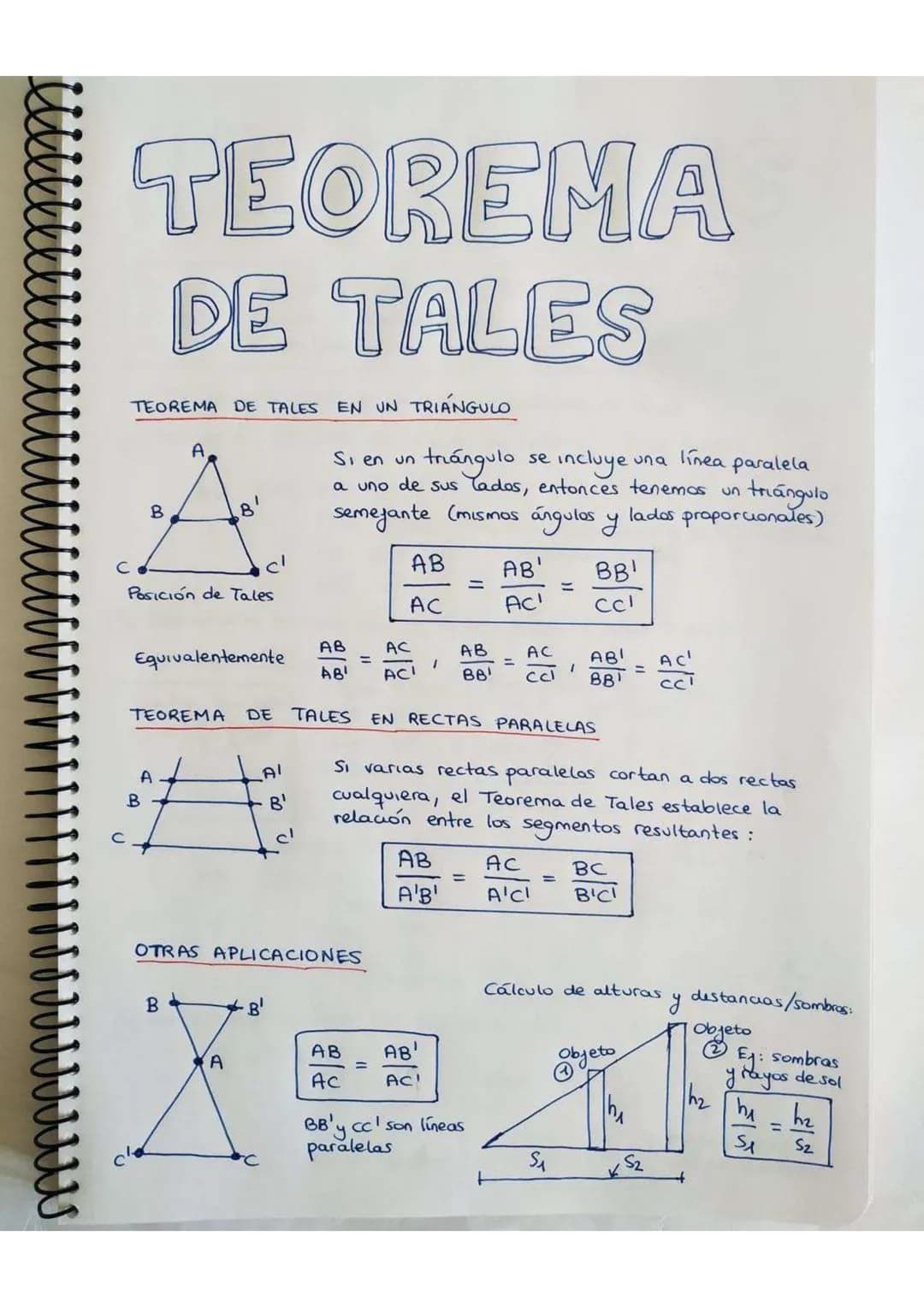 # TEOREMA
# DE TALES
TEOREMA DE TALES EN UN TRIÁNGULO

B
A
A
C
C
Posición de Tales

Si en un triángulo se incluye una línea paralela
a uno d