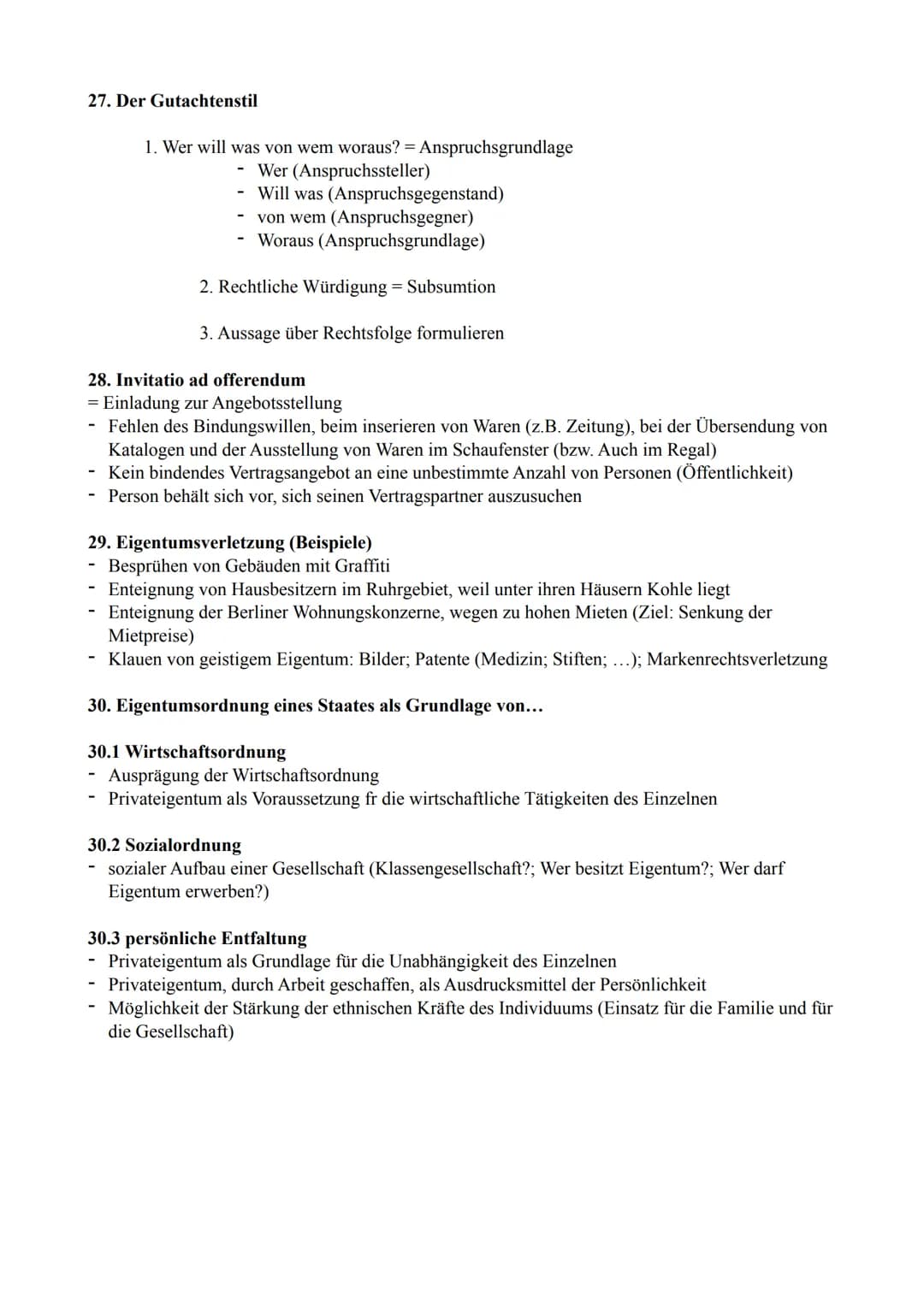 # Zusammenfassung für Wirtschaftsklausur (Recht)

1. Rech und Gerechtigkeit

1.1 Gleichheit
- Grundsatz der Gleichheit sieht vor, dass niema