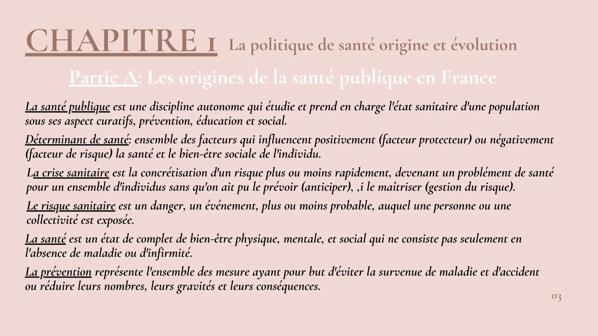 # RÉVISION

Chapitre 1 et chapitre 2

Hafifa
Emma
Sarah

01 # SOMMAIRE

## Chapitre I

Partie A: L'origines de la santé publique en France..
