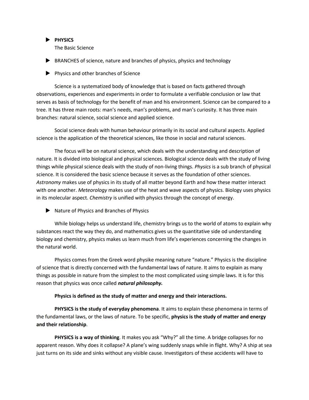 ► PHYSICS
The Basic Science

► BRANCHES of science, nature and branches of physics, physics and technology

► Physics and other branches of 