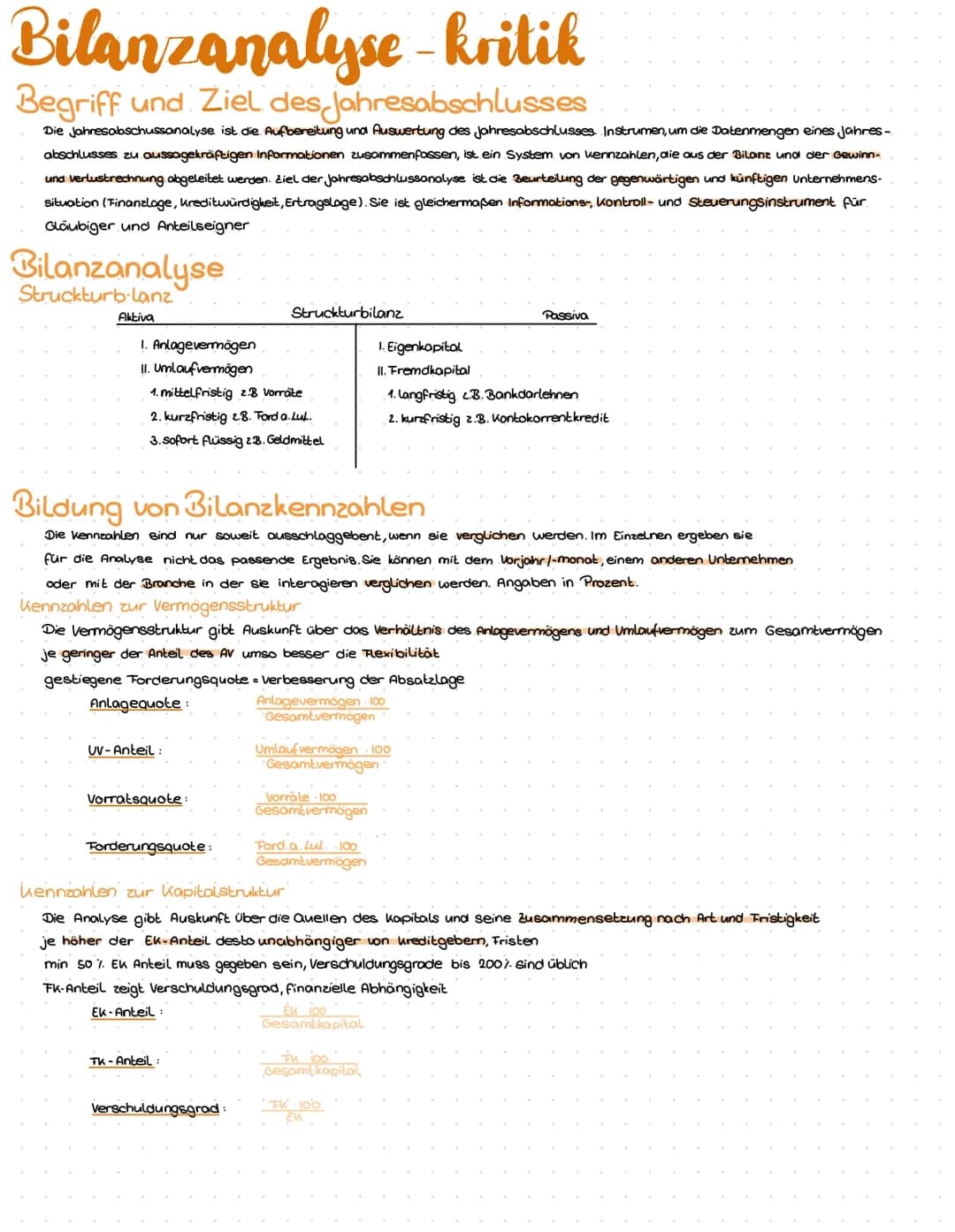 # Bilanzanalyse - kritik

## Begriff und Ziel des Jahresabschlusses

Die Jahresabschussanalyse ist die Aufbereitung und Auswertung des Jahre