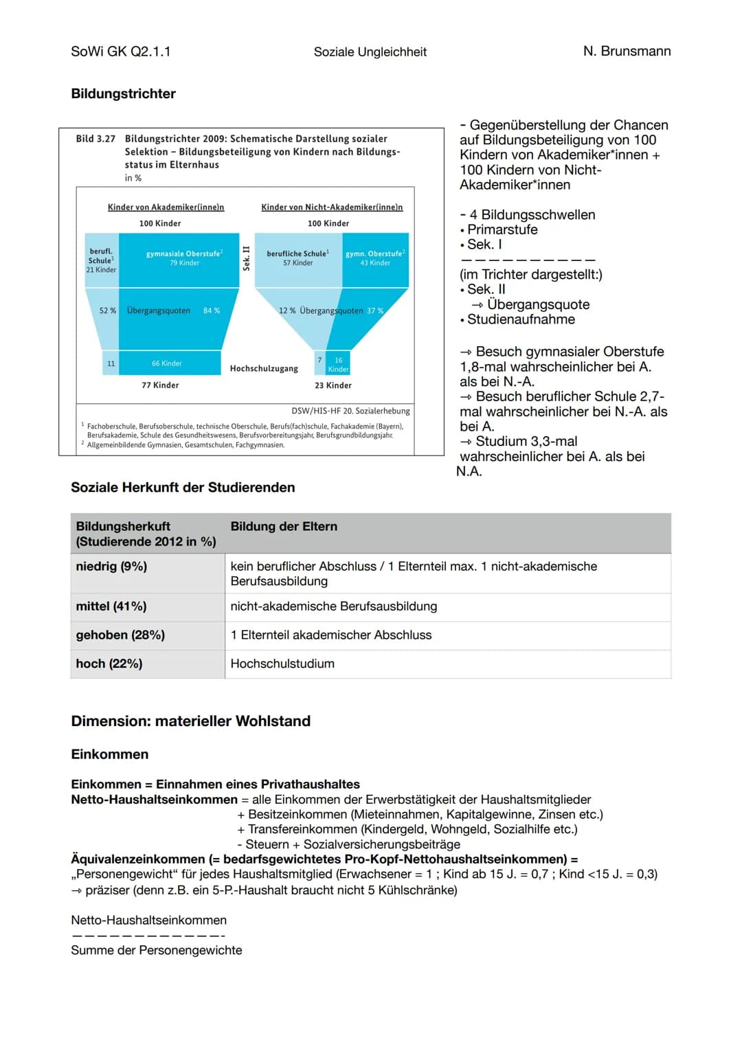 SoWi GK Q2.1.1
Soziale Ungleichheit
Soziale Ungleichheit
N. Brunsmann

Definition

„Als soziale Ungleichheit bezeichnet man wertvolle, nicht