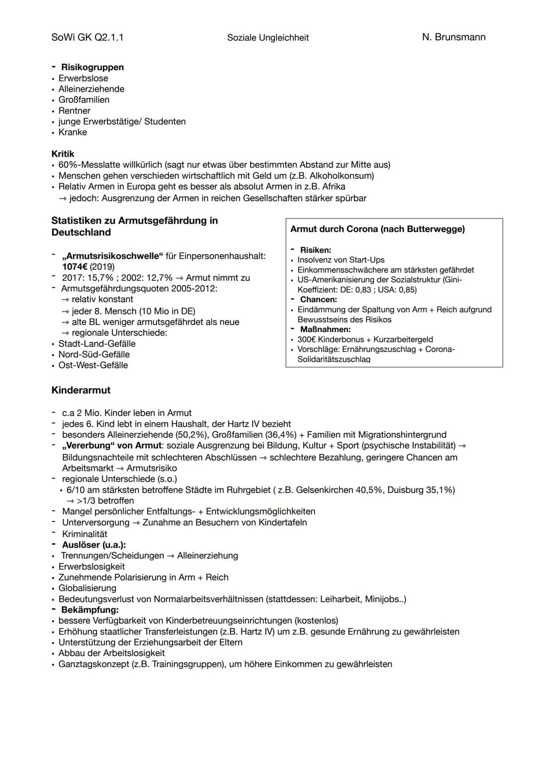 SoWi GK Q2.1.1
Soziale Ungleichheit
Soziale Ungleichheit
N. Brunsmann

Definition

„Als soziale Ungleichheit bezeichnet man wertvolle, nicht