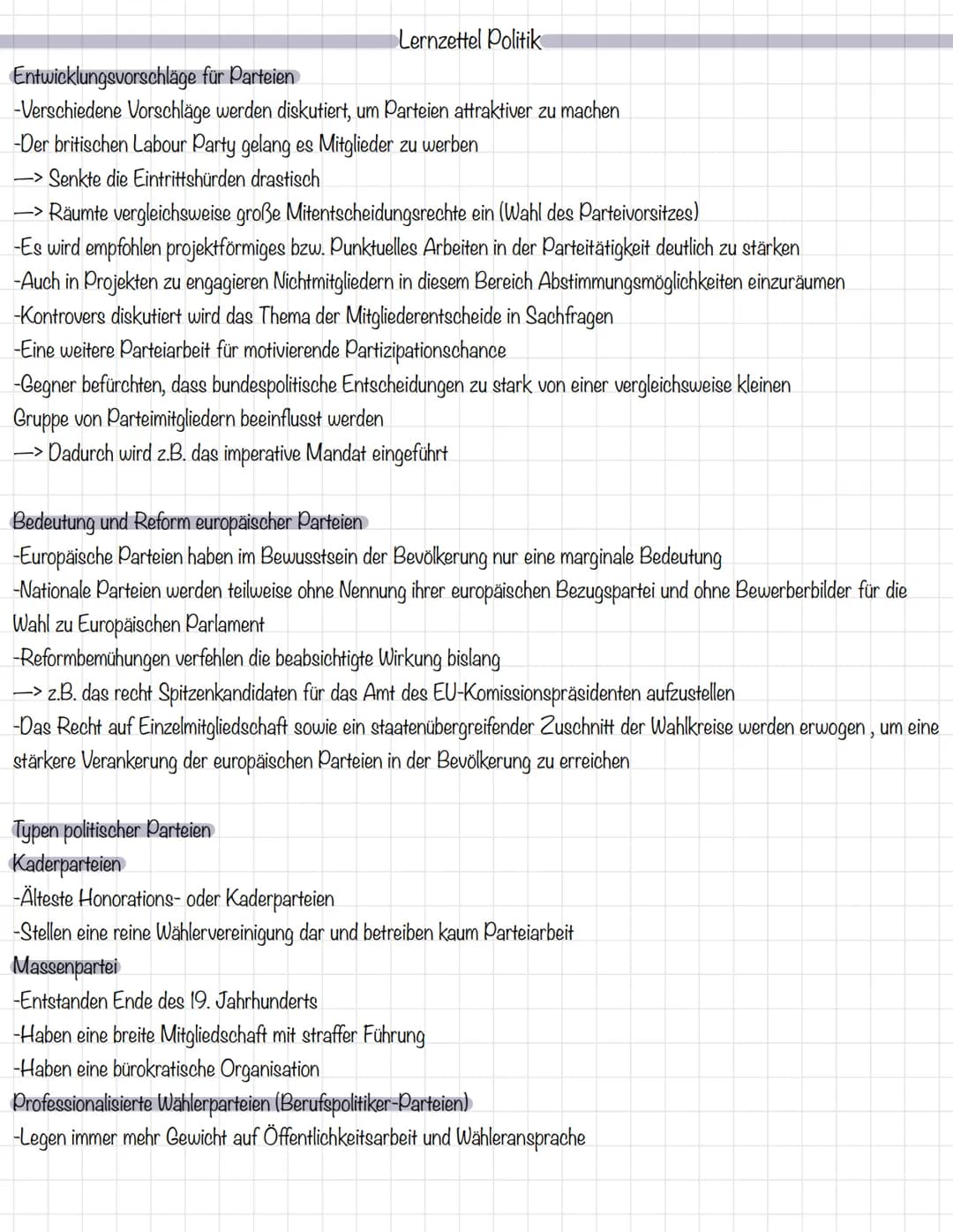 Lernzettel Poltik

Funktionen politischer Partizipation
Artikulation
-Bürger sollten die Möglichkeit erhalten ihre Meinung öffentlich zu äuß