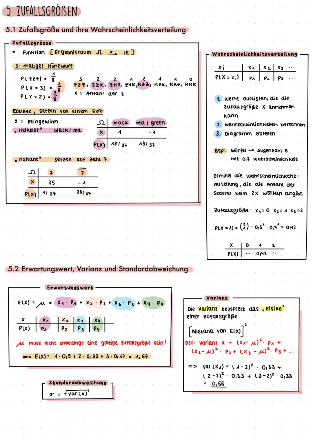 # Mathe Abitur: Stochastik

1. ZUFALLSEXPERIMENTE

1.1 Einstufige und mehrstufige Zufallsexperimente

Definition

Zufausexperiment = Experim
