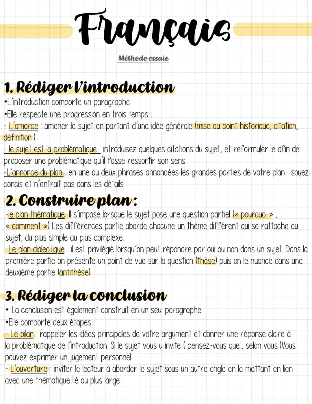 # Français

Méthode essaie

# 1. Rédiger l'introduction

*   L'introduction comporte un paragraphe
*   Elle respecte une progression en troi