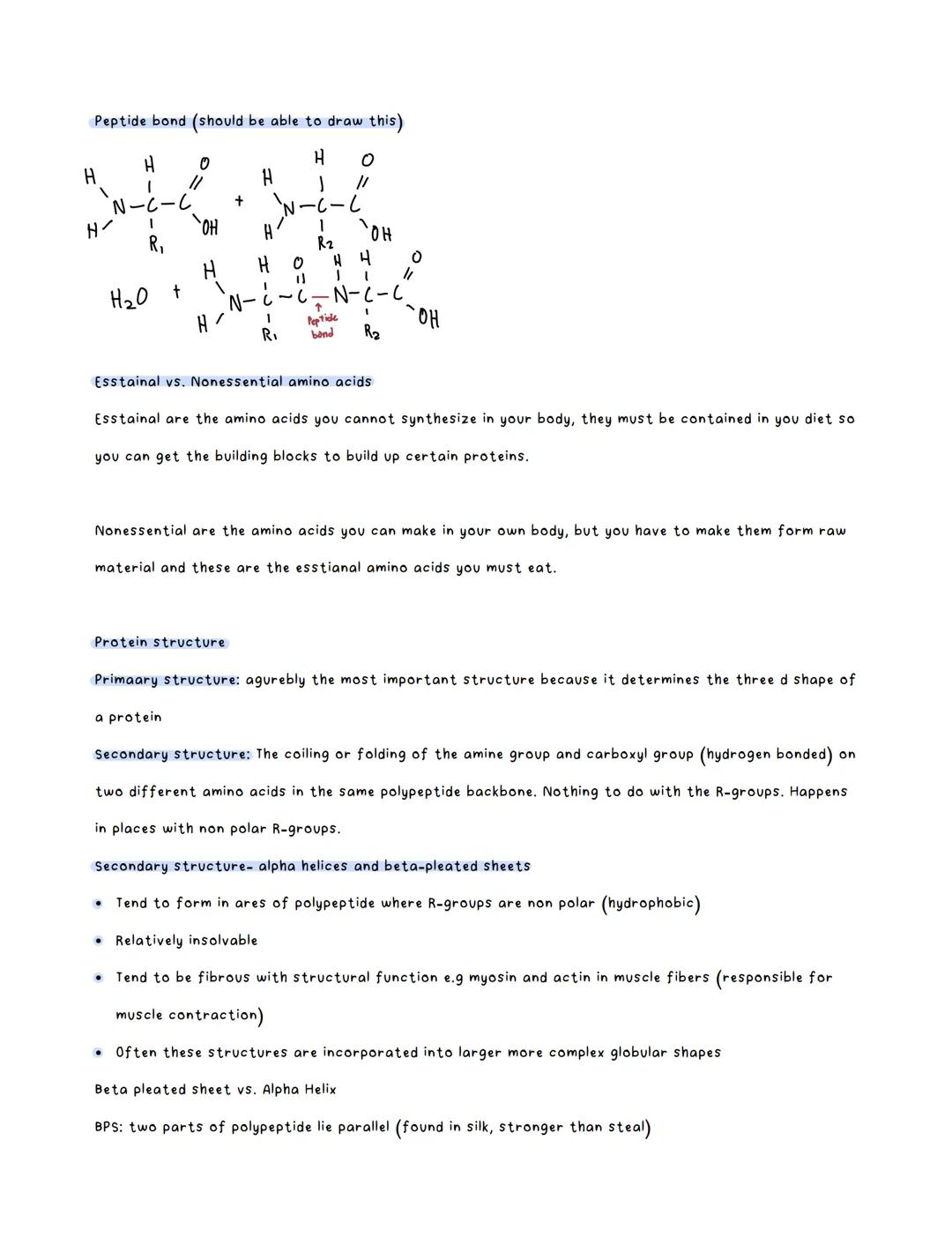 # Biology notes

Amino Acids:
*   There are twnety amino acids that are commonly used
*   There can be one or more chains to form a protein
