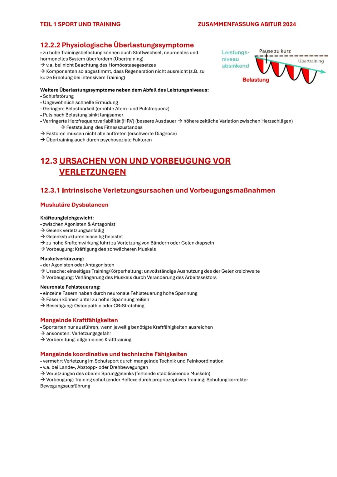 TEIL 1 SPORT UND TRAINING
ZUSAMMENFASSUNG ABITUR 2024

# 12. GESUNDHEITSRISIKEN VON SPORT UND BEWEGUNG

## 12.1 SPORTVERLETZUNGEN

Unter Spo