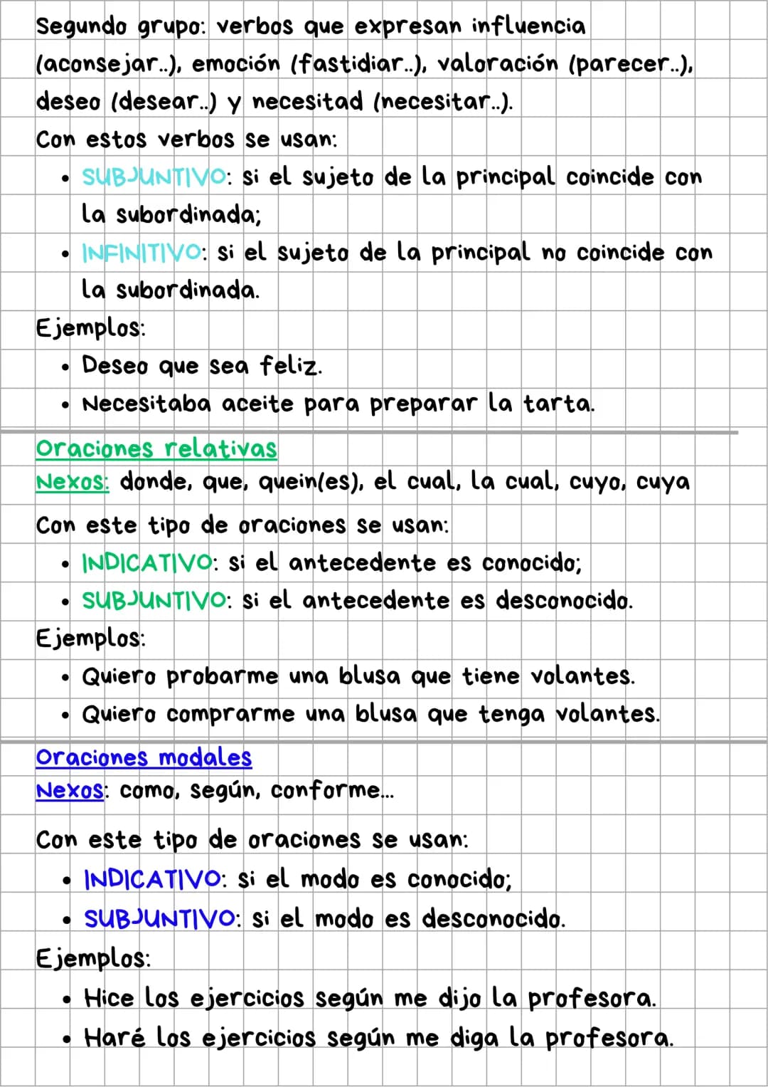 # Oraciones subordinadas

## Oraciones finales

**Nexos:** para (que) a fin de que, con el fin de que,
porque, con objetivo de (que), con la