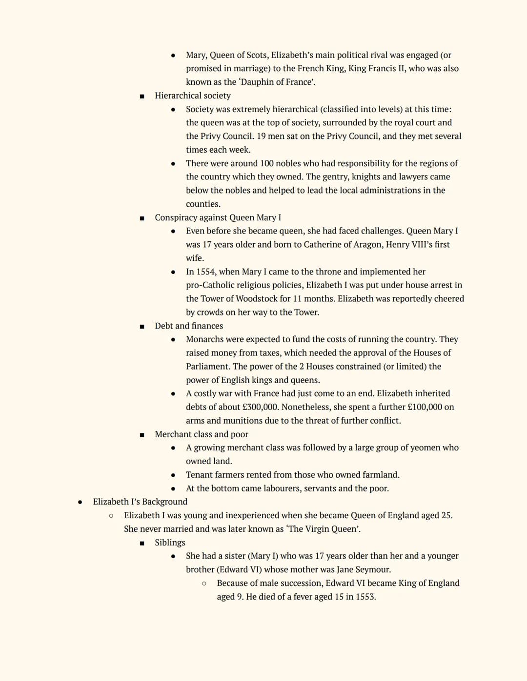 # History GCSE
# Elizabethan England

Notes

Elizabeth's Court and Parliament

Elizabeth I and her Court

Elizabeth's Accession

*   The Sit