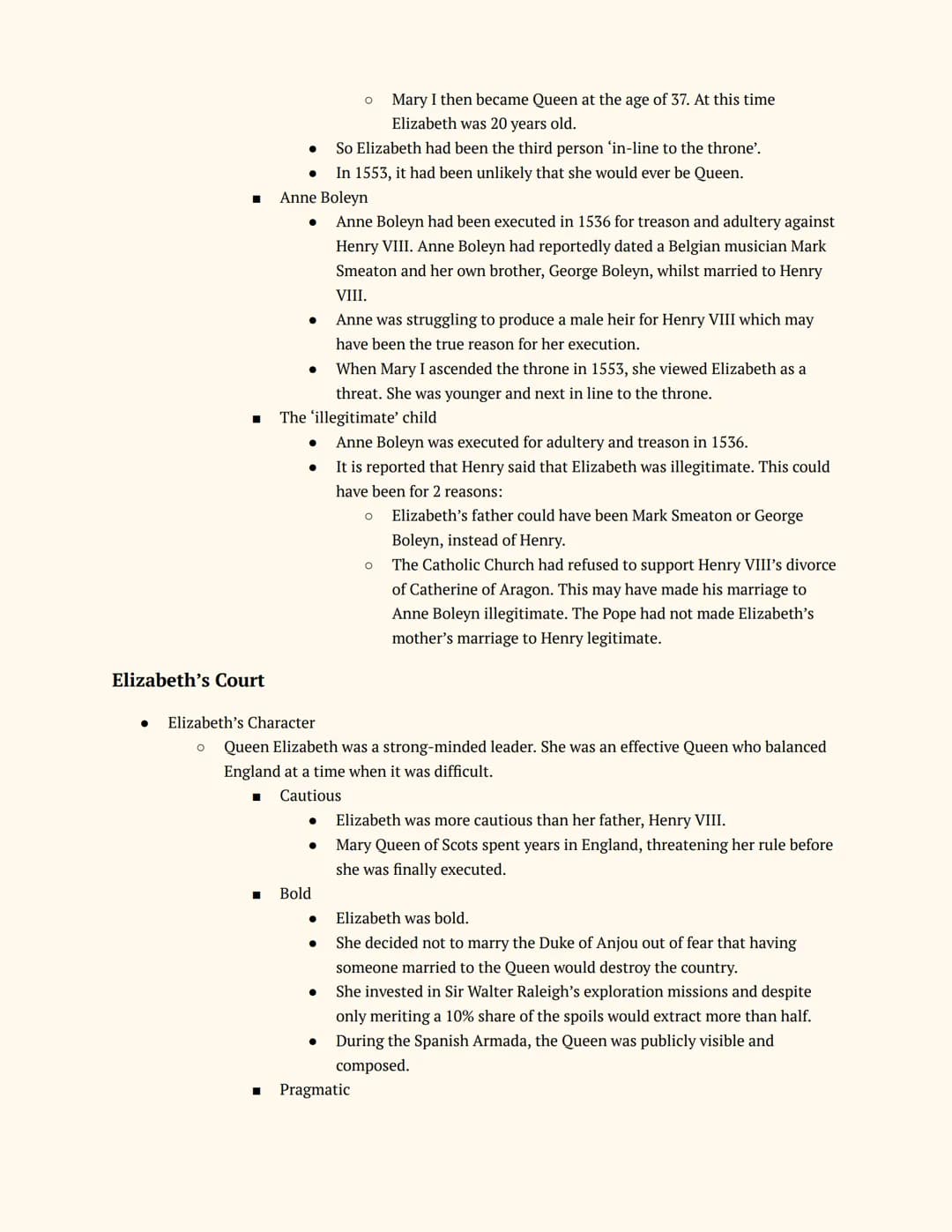 # History GCSE
# Elizabethan England

Notes

Elizabeth's Court and Parliament

Elizabeth I and her Court

Elizabeth's Accession

*   The Sit
