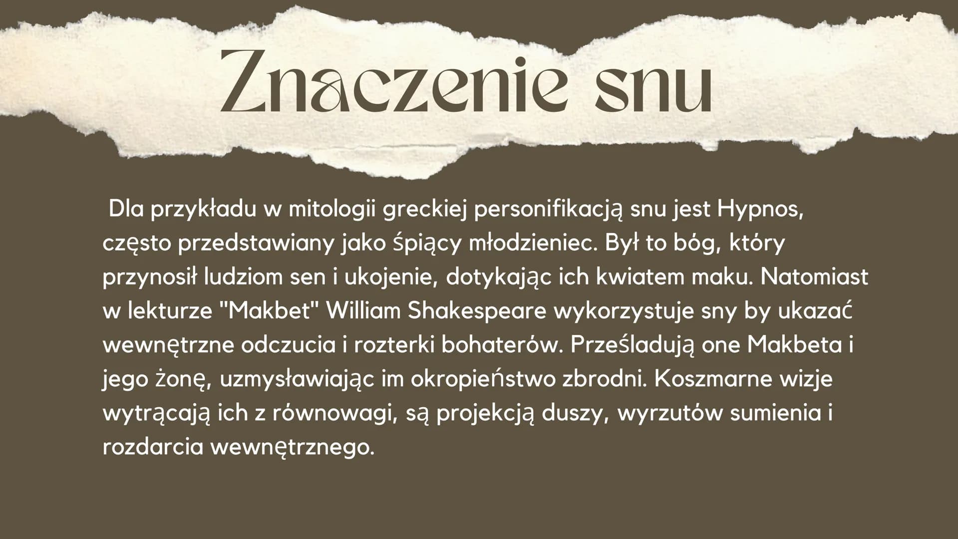 
<h2>Znaczenie snów</h2>
<p>Sny odgrywają ważną rolę w literaturze, ponieważ ukazują wewnętrzne przeżycia bohaterów oraz ich stan psychiczny